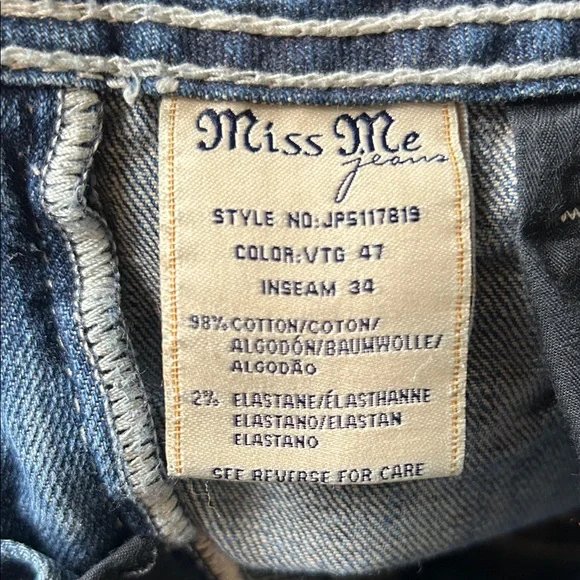 Miss Me Blue Jeans with Silver Embellishments - Picture 2 of 5